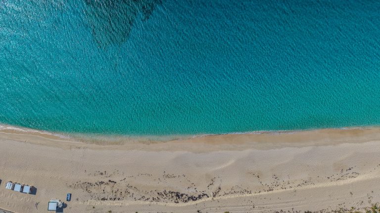 Aerial view of a beach on tiny Anguilla